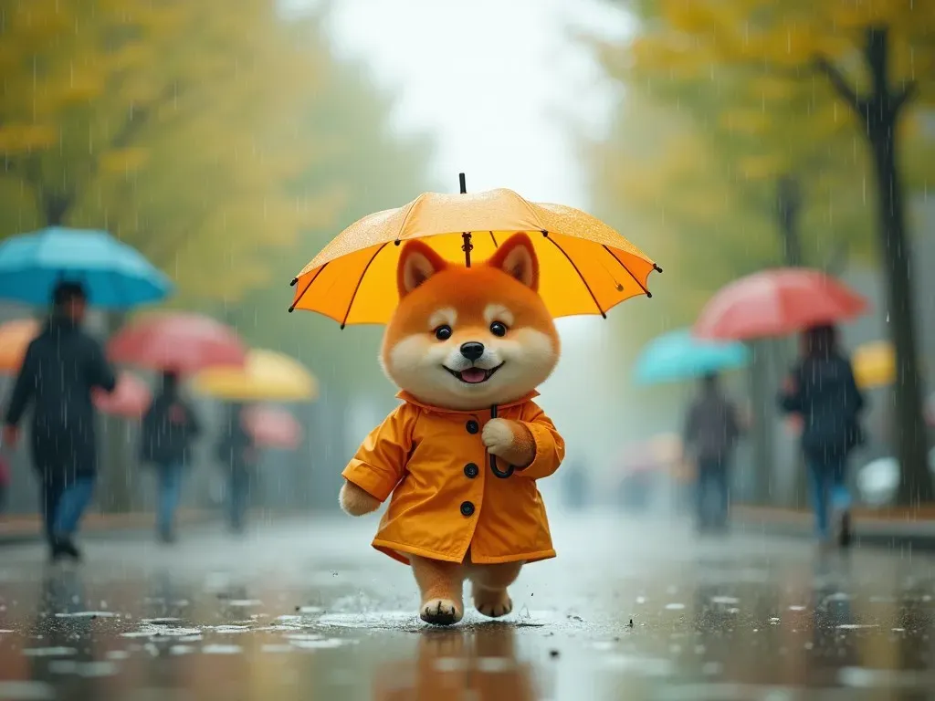 柴犬_雨の日散歩